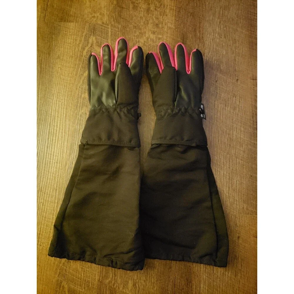 Youth S/M Black & Pink Long Armed Gloves